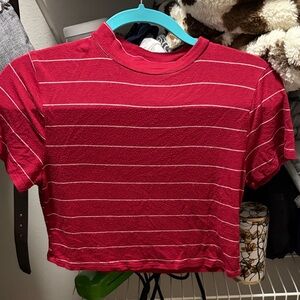 Red Striped Crop Top